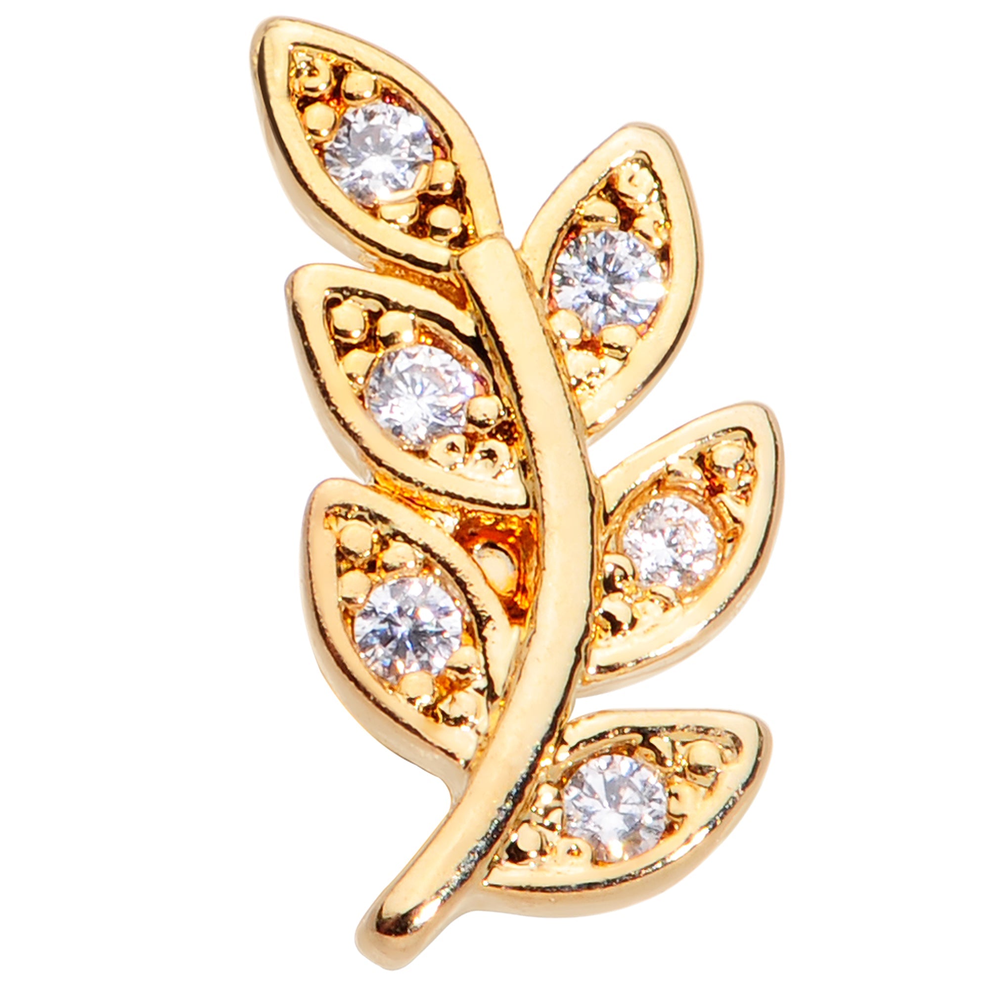 16G 5/16 Color CZ Gem Gold Tone Leaf Internally Threaded Labret