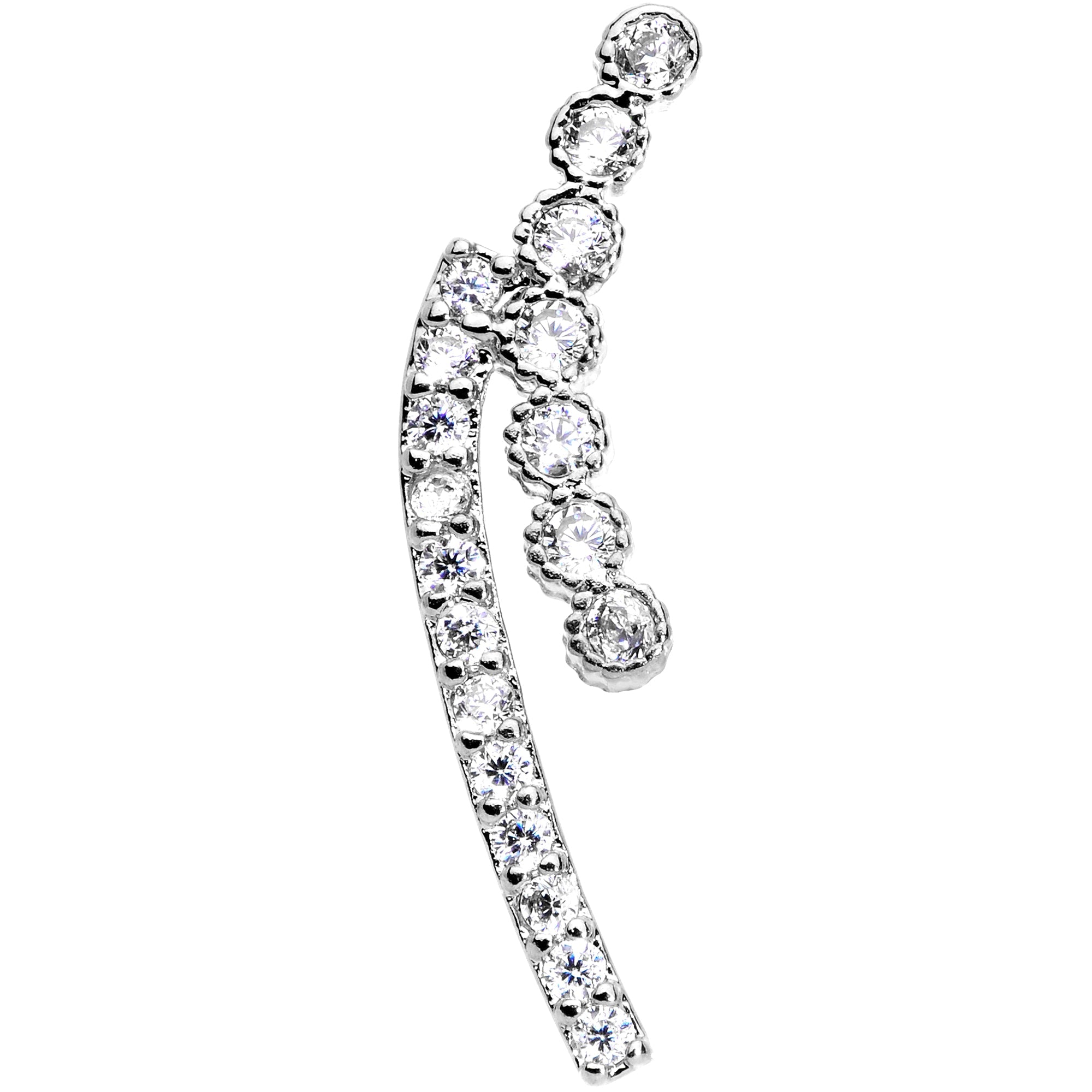 16G 1/4 Clear CZ Gem Curve Internally Threaded Labret Tragus