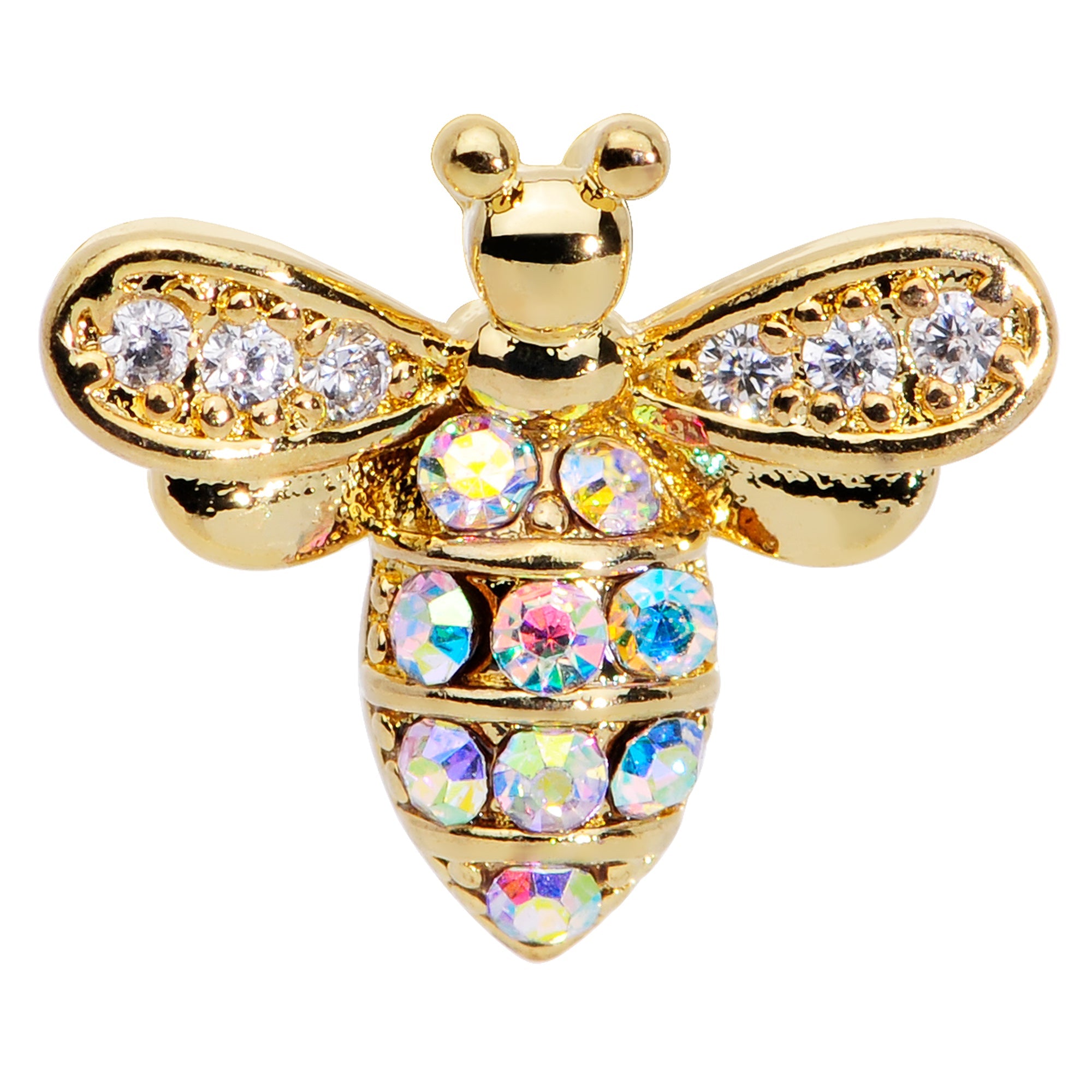 16G 5/16 Aurora CZ Gem Gold Hue Beauty Bee Internal Thread Labret
