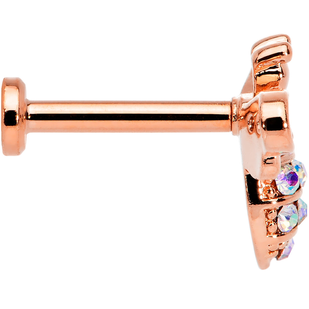 16G 5/16 Aurora CZ Gem Rose Gold Hue Bee Internal Thread Labret