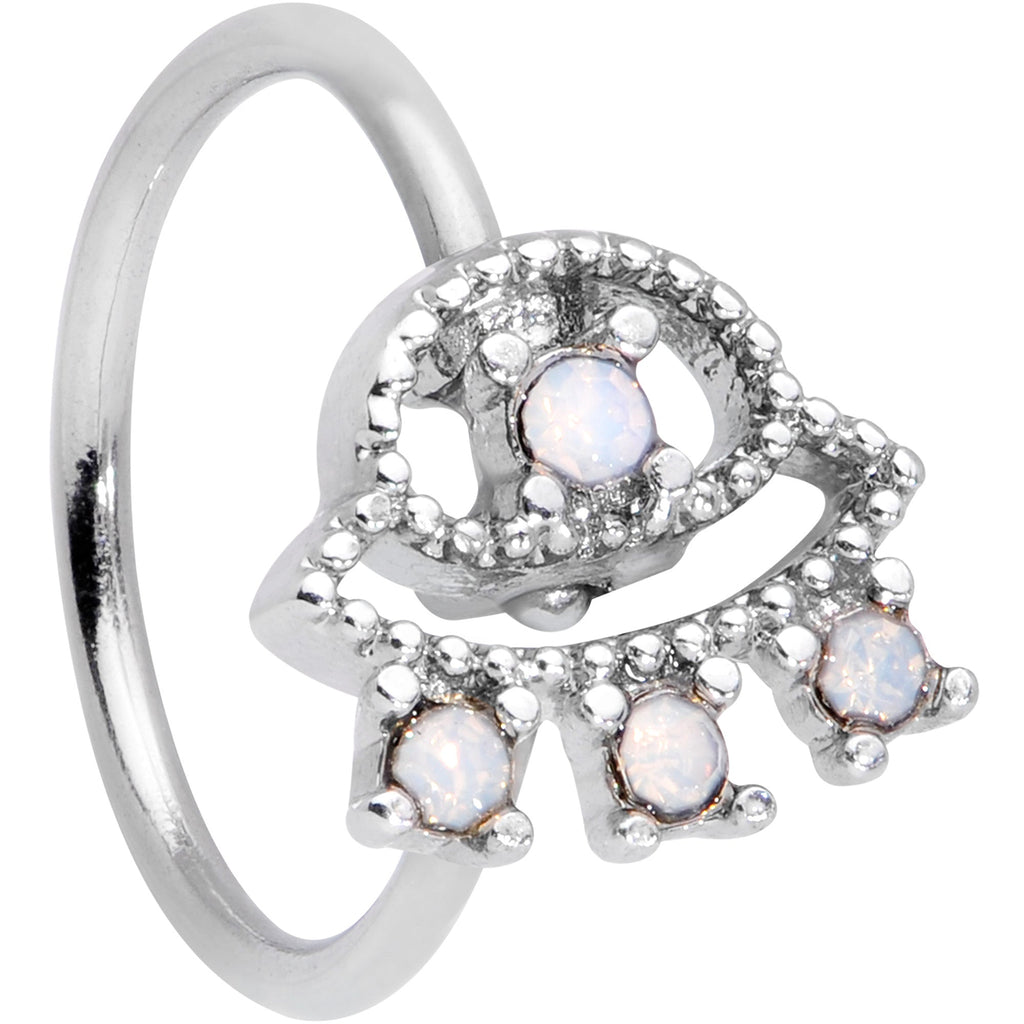20G 5/16 White Faux Opal UFO Nose Hoop