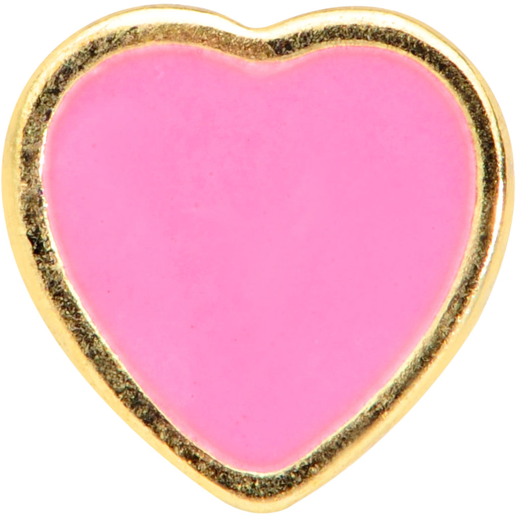 16G 1/4 Gold Tone Pink Heart Cartilage Tragus Earring