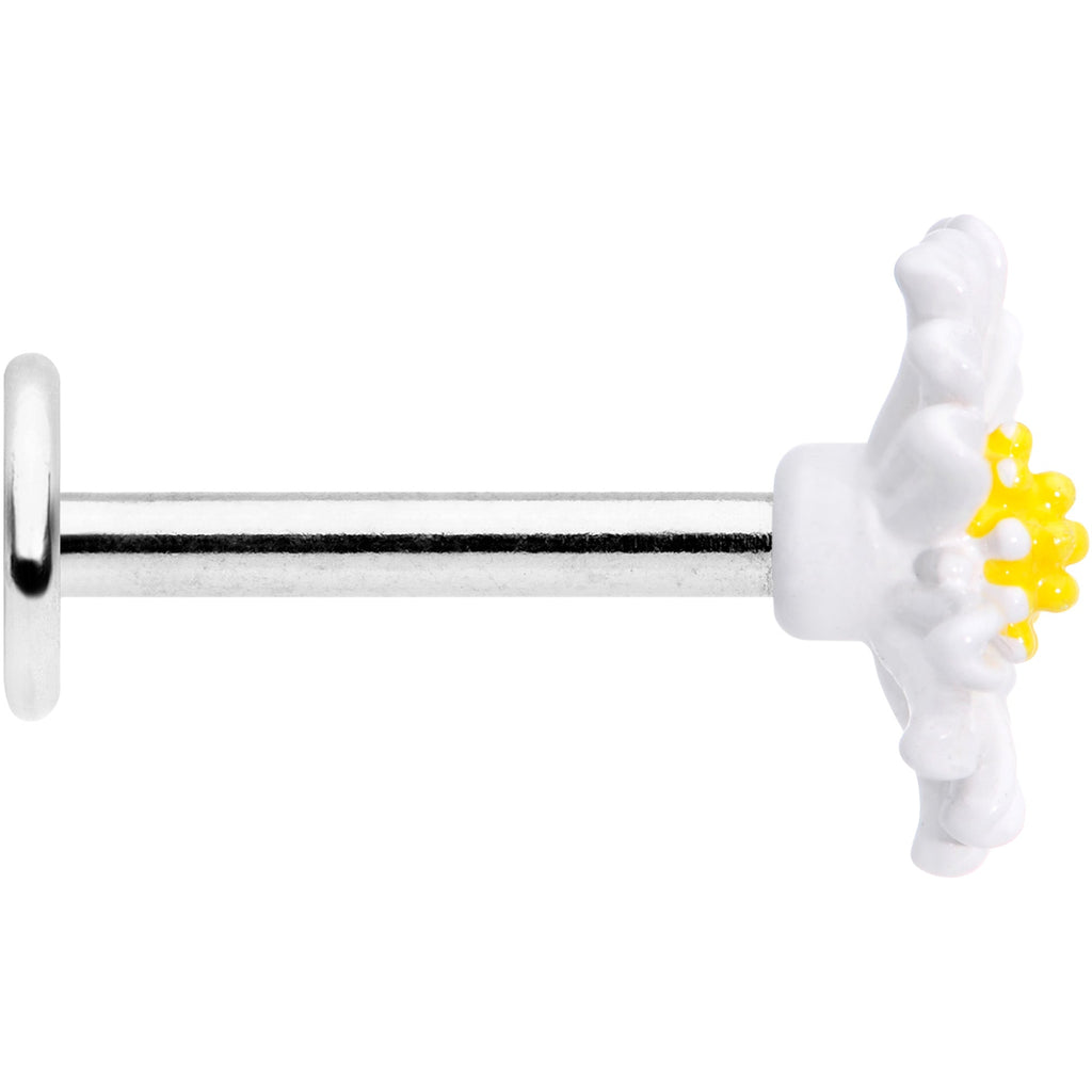 16G 5/16 White Daisy Flower Labret Monroe Tragus
