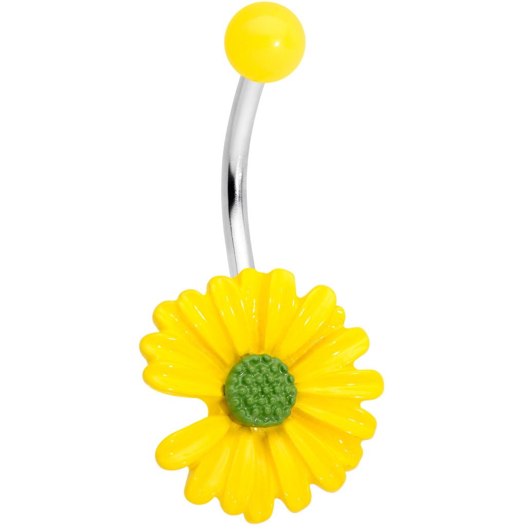 Yellow Daisy Flower Belly Ring