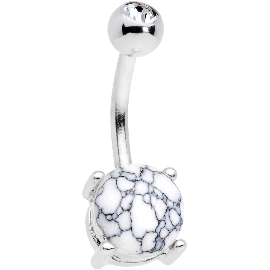 Clear Gem White Faux Opal Turquoise Bioplast Belly Ring Set of 4