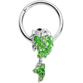 16G 3/8 Green Gem Sweet Fish Dangle BCR Captive Bead Ring