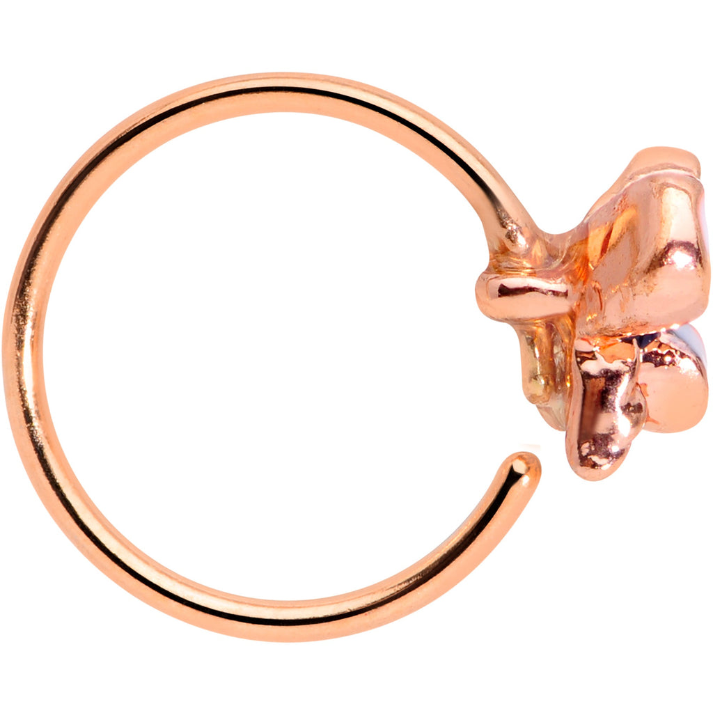 20G 5/16 Rose Gold Tone Tropical Flower Nose Hoop