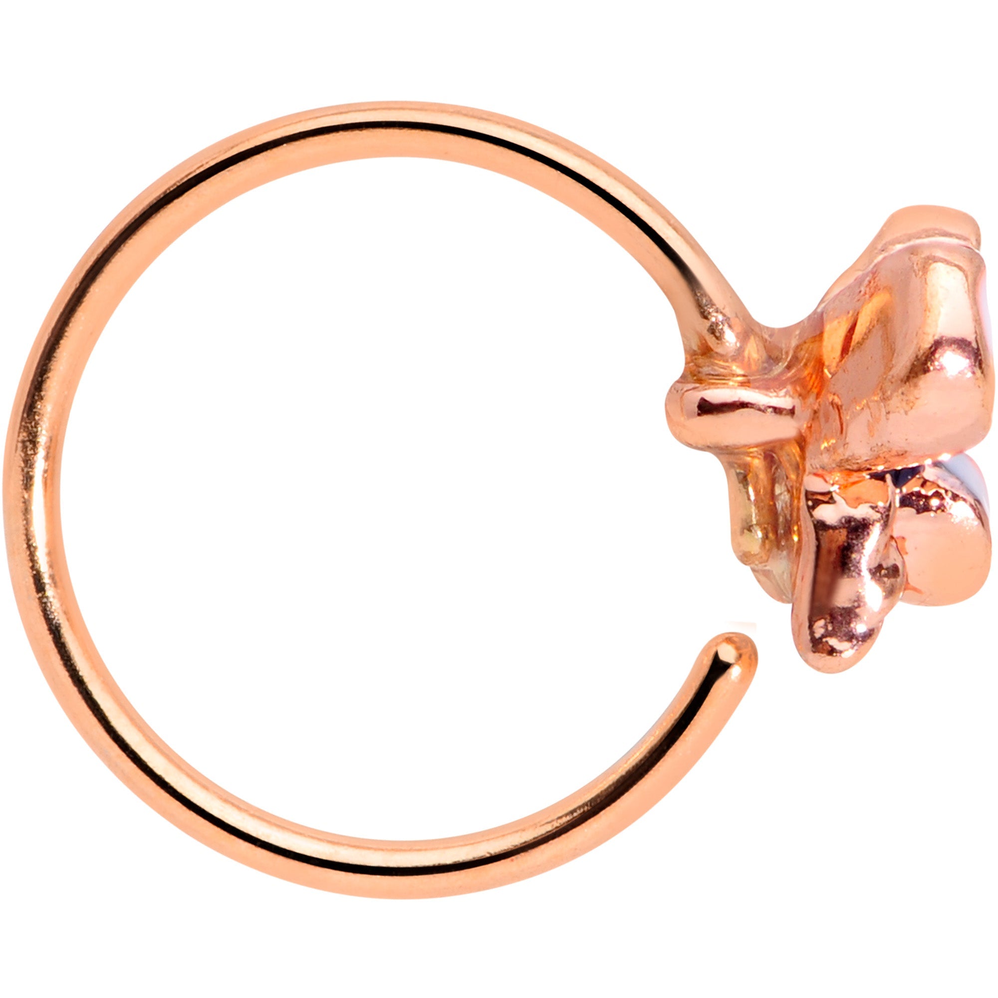 20G 5/16 Rose Gold Tone Tropical Flower Nose Hoop