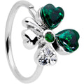 20G 5/16 Clear Green Gem Shamrock St Patricks Day Nose Hoop