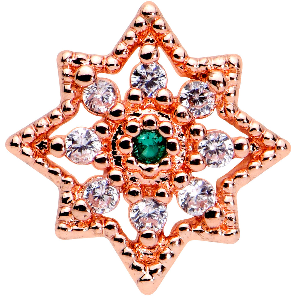 16G 5/16 Green Gem Rose Gold Tone Evening Star Labret Tragus