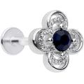 16G 5/16 Blue Gem Stylized Deco Cross Labret Monroe Tragus