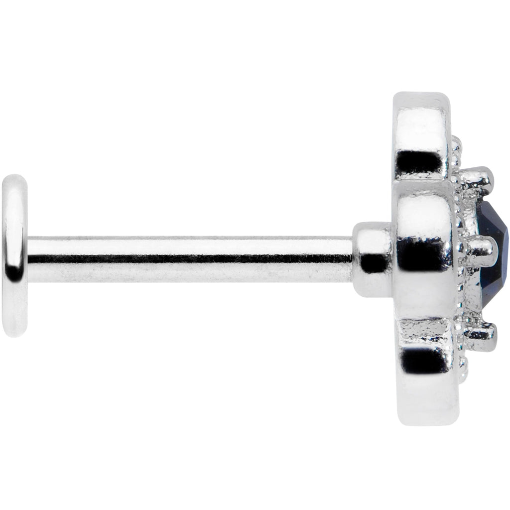 16G 5/16 Blue Gem Stylized Deco Cross Labret Monroe Tragus