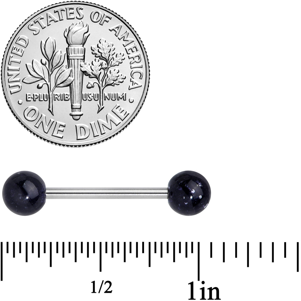Grade 23 Titanium Black Glitter Ball Barbell Tongue Ring
