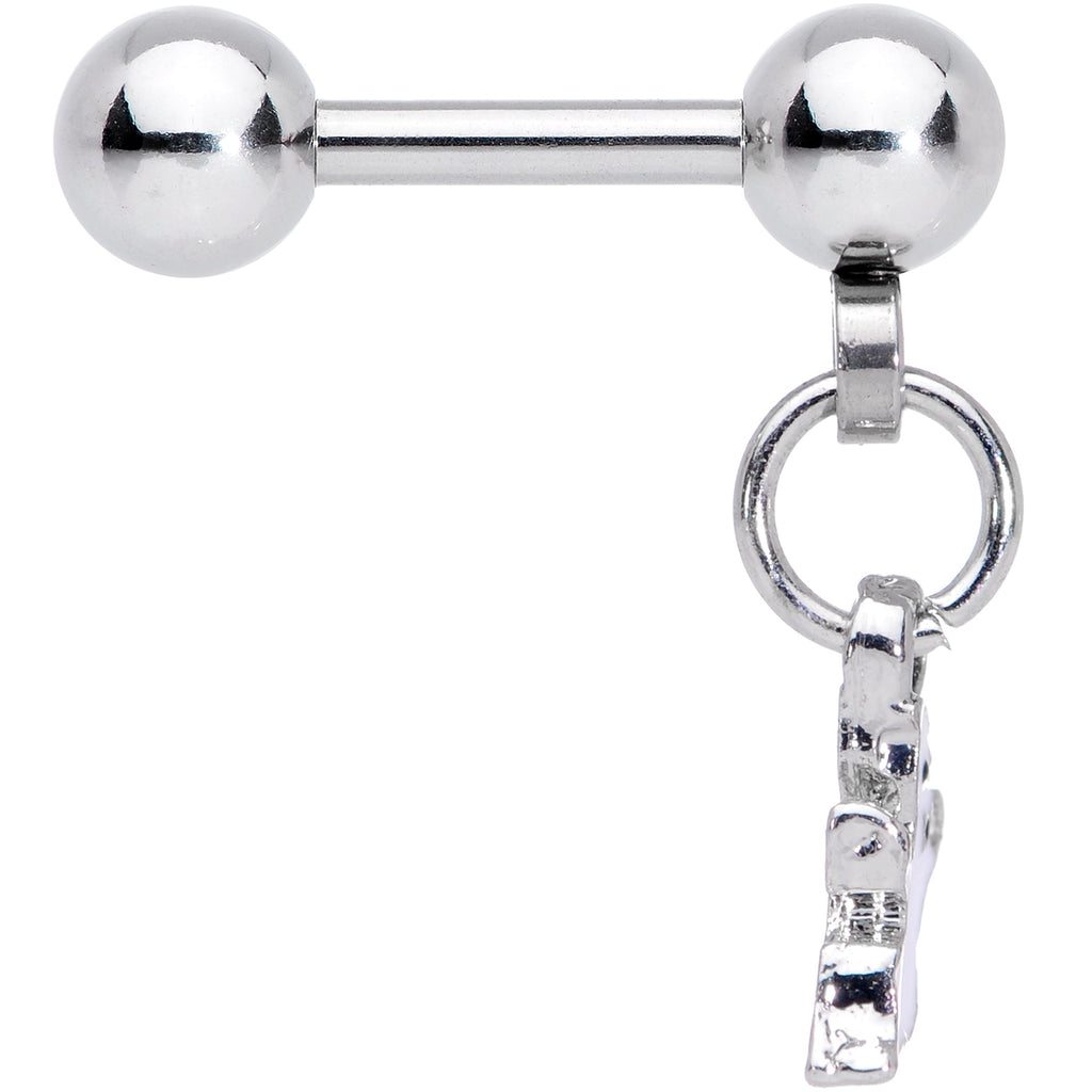 16G 1/4 Clear Gem Happy Ghost Halloween Dangle Cartilage Earring
