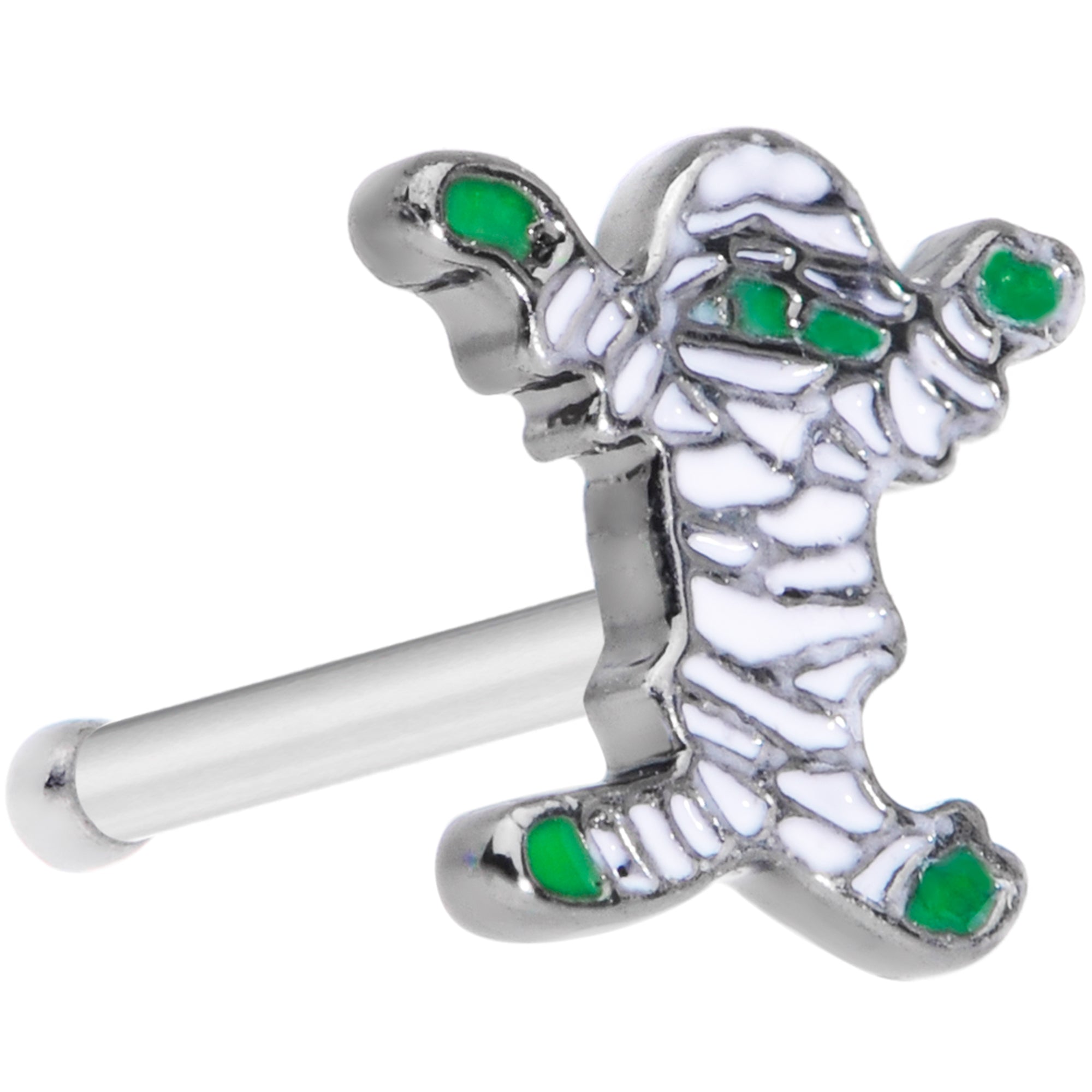 20G 5/16 Green Mummy Halloween Nose Bone