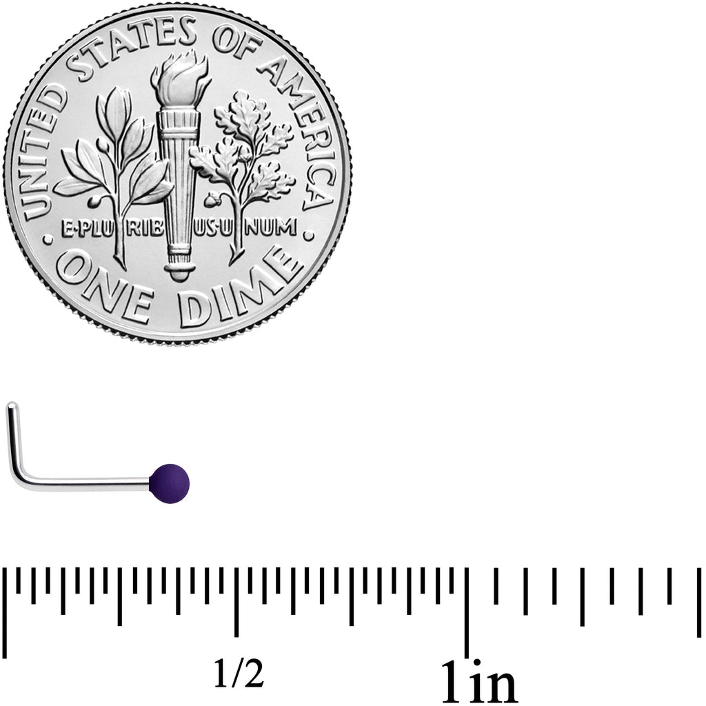 20G 7mm Purple Matte 2mm L Shaped Nose Ring