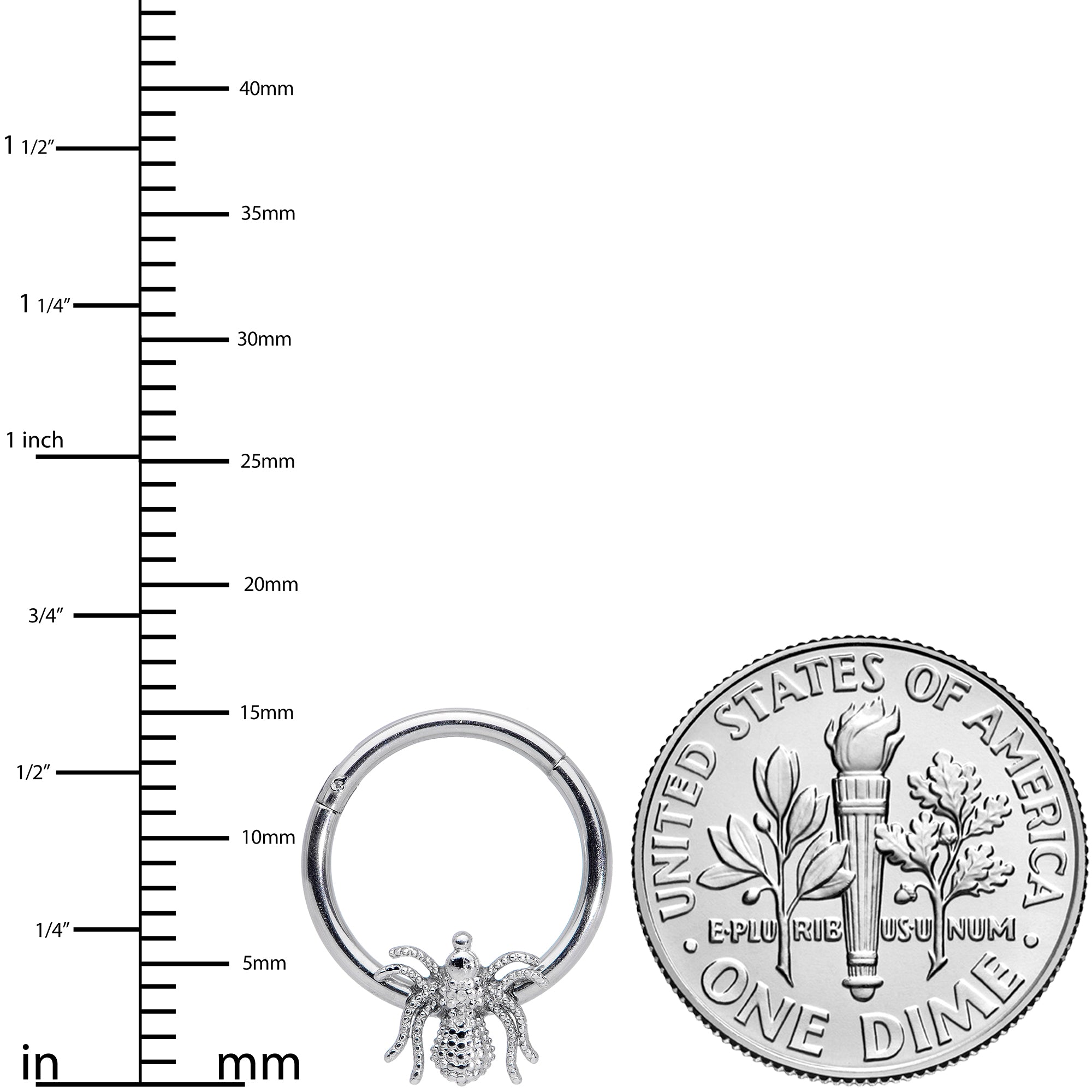 16G 3/8 Creepy Insect Halloween Hinged Segment Ring