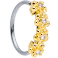 20G 5/16 Clear CZ Gem Gold Tone Flowers Nose Hoop