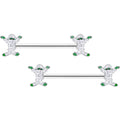 14G 5/8 Green Mummy Halloween Barbell Nipple Ring Set