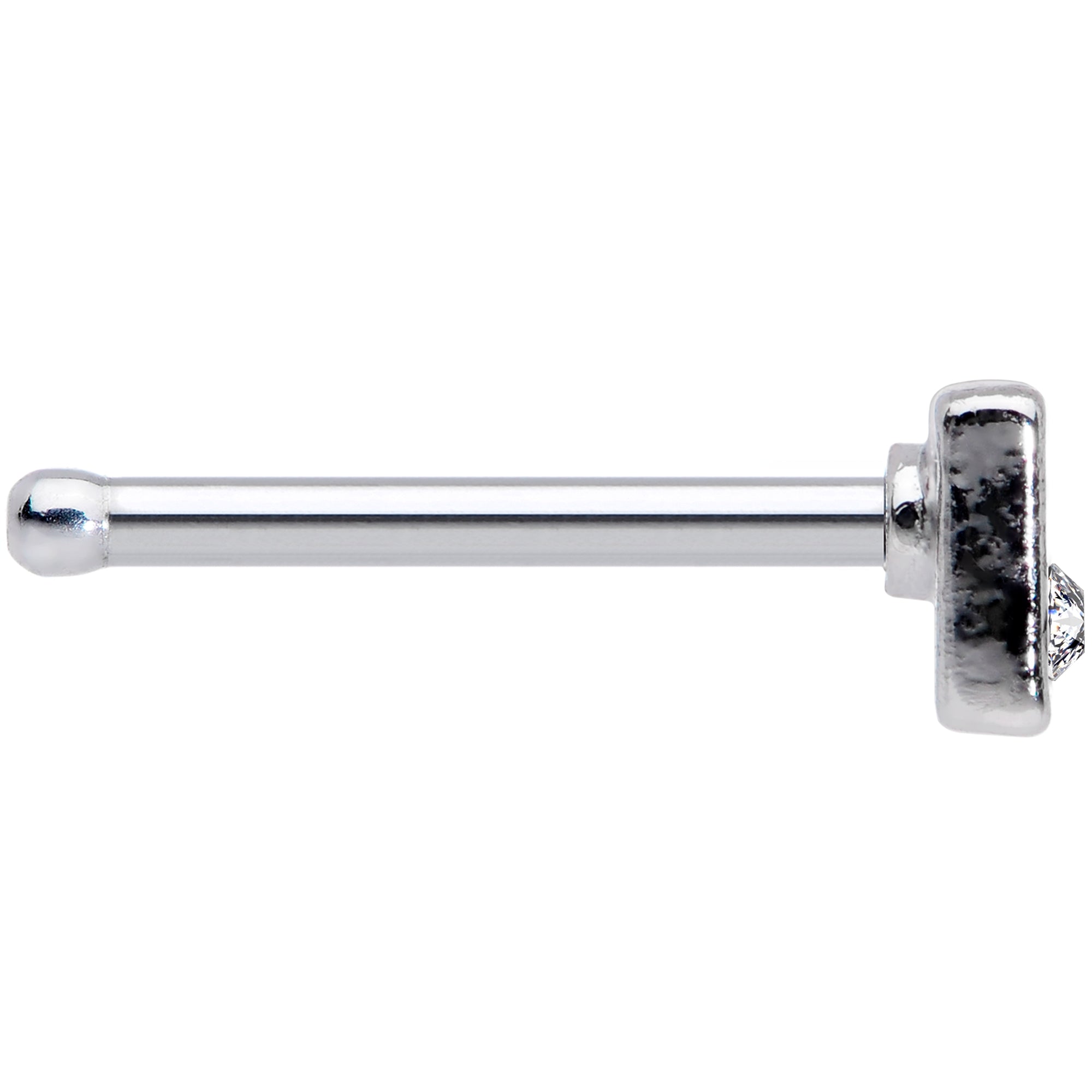 20G 1/4 Clear Gem Black Boo Halloween Nose Bone