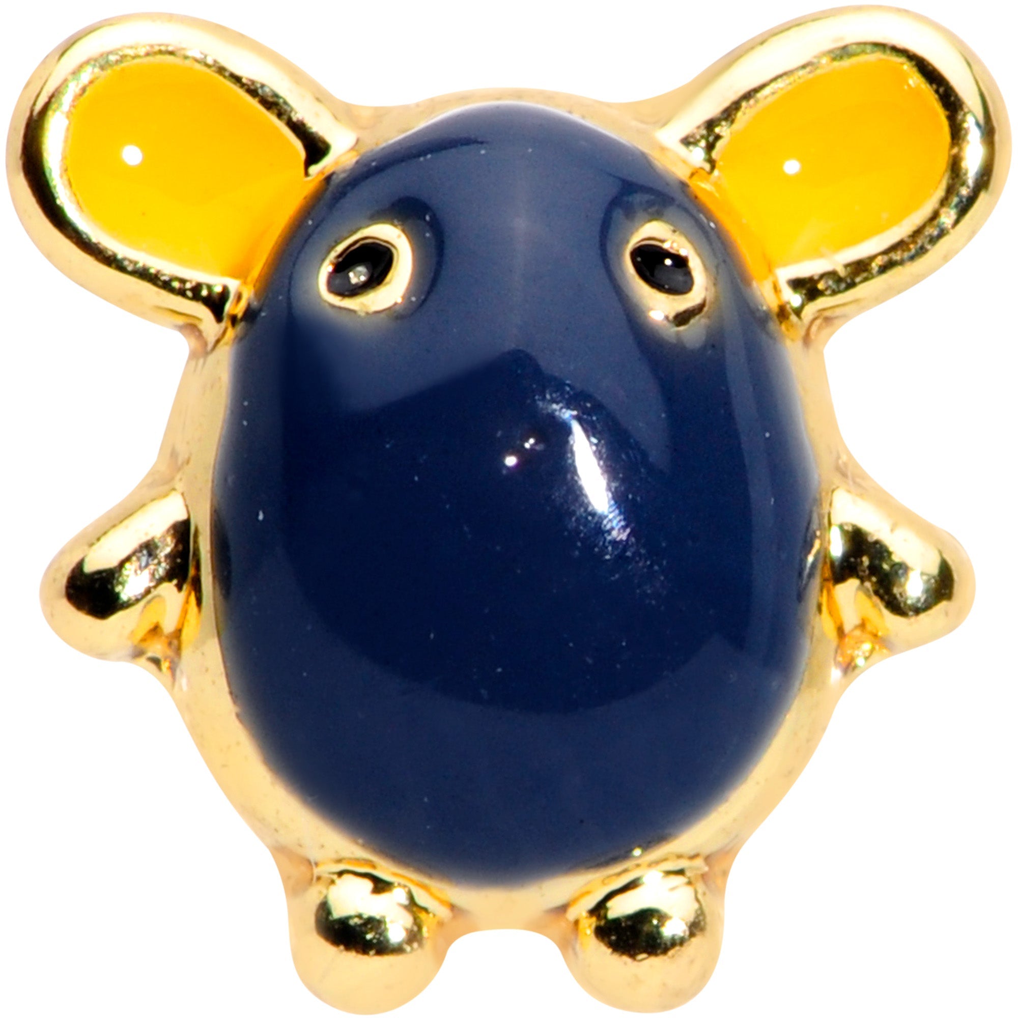 16G 5/16 Gold Tone Black Mouse Labret Monroe Tragus