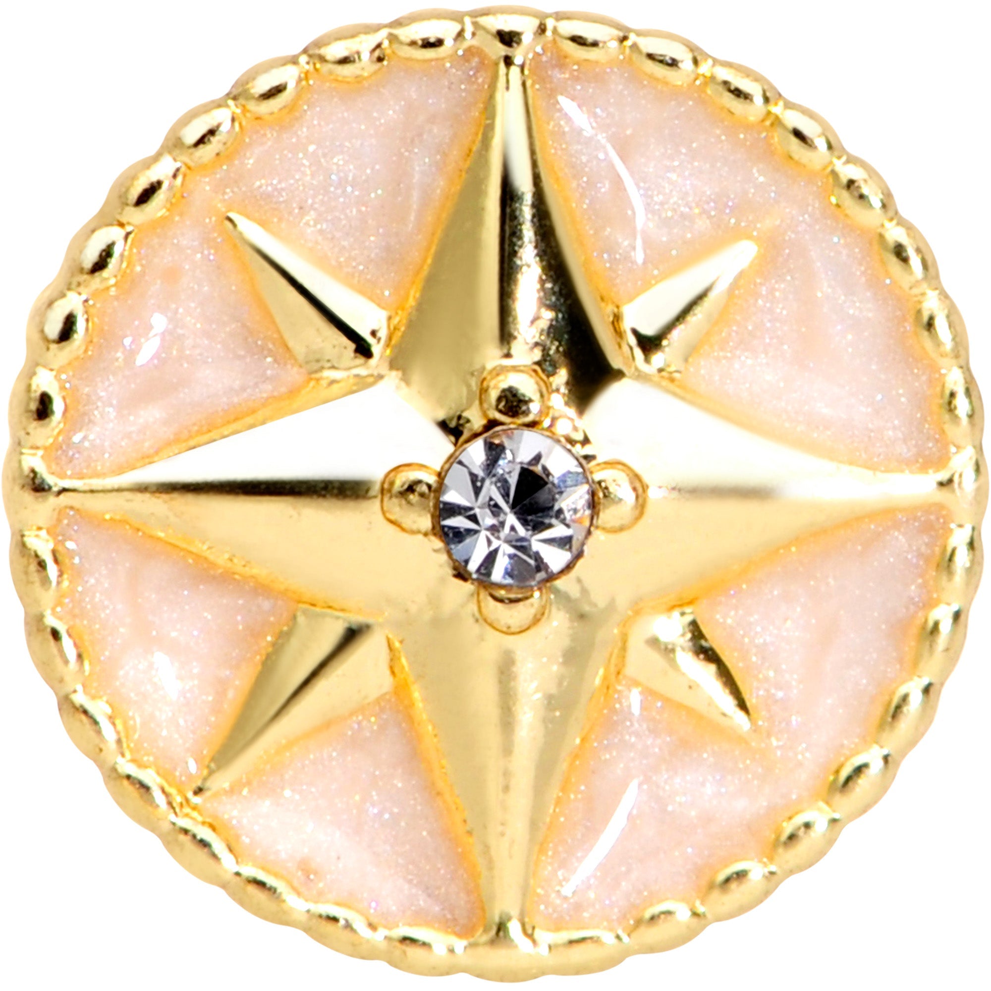 16G 1/4 Clear Gem Gold Tone Sailors Compass Cartilage Tragus