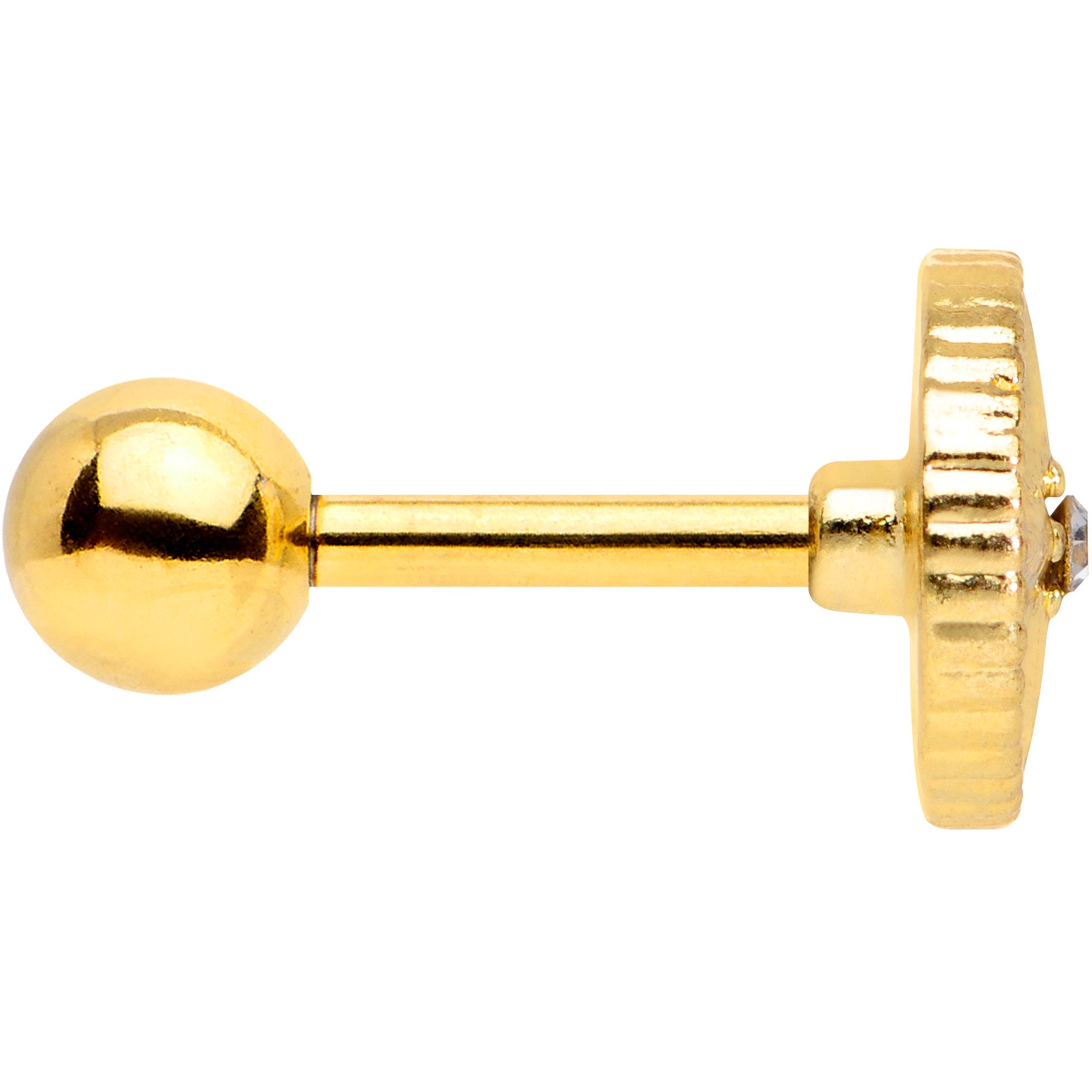 16G 1/4 Clear Gem Gold Tone Sailors Compass Cartilage Tragus