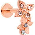 16G 5/16 Clear Gem Rose Gold Tone Butterfly Duo Labret Tragus