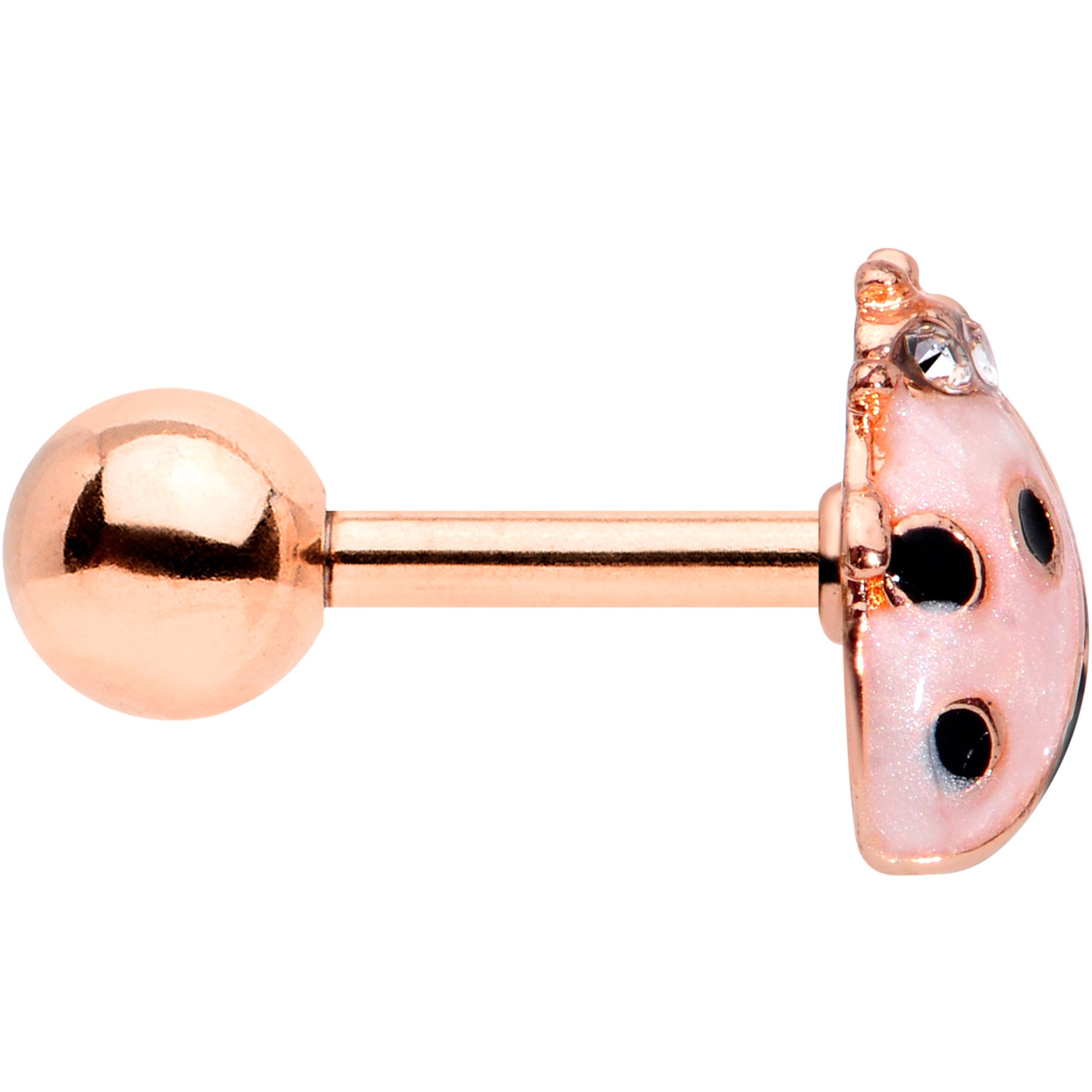 16G 1/4 Clear Gem Rose Gold Tone Lil Ladybug Cartilage Tragus