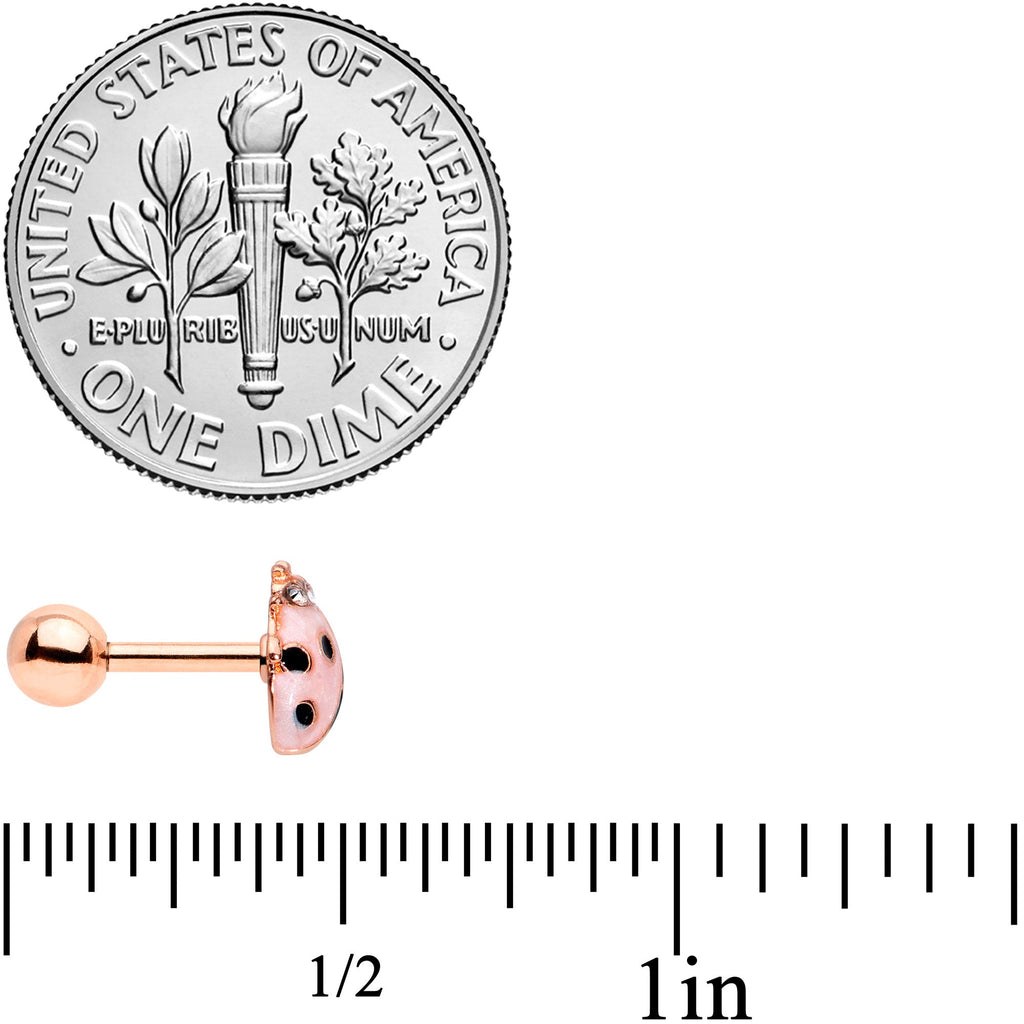 16G 1/4 Clear Gem Rose Gold Tone Lil Ladybug Cartilage Tragus