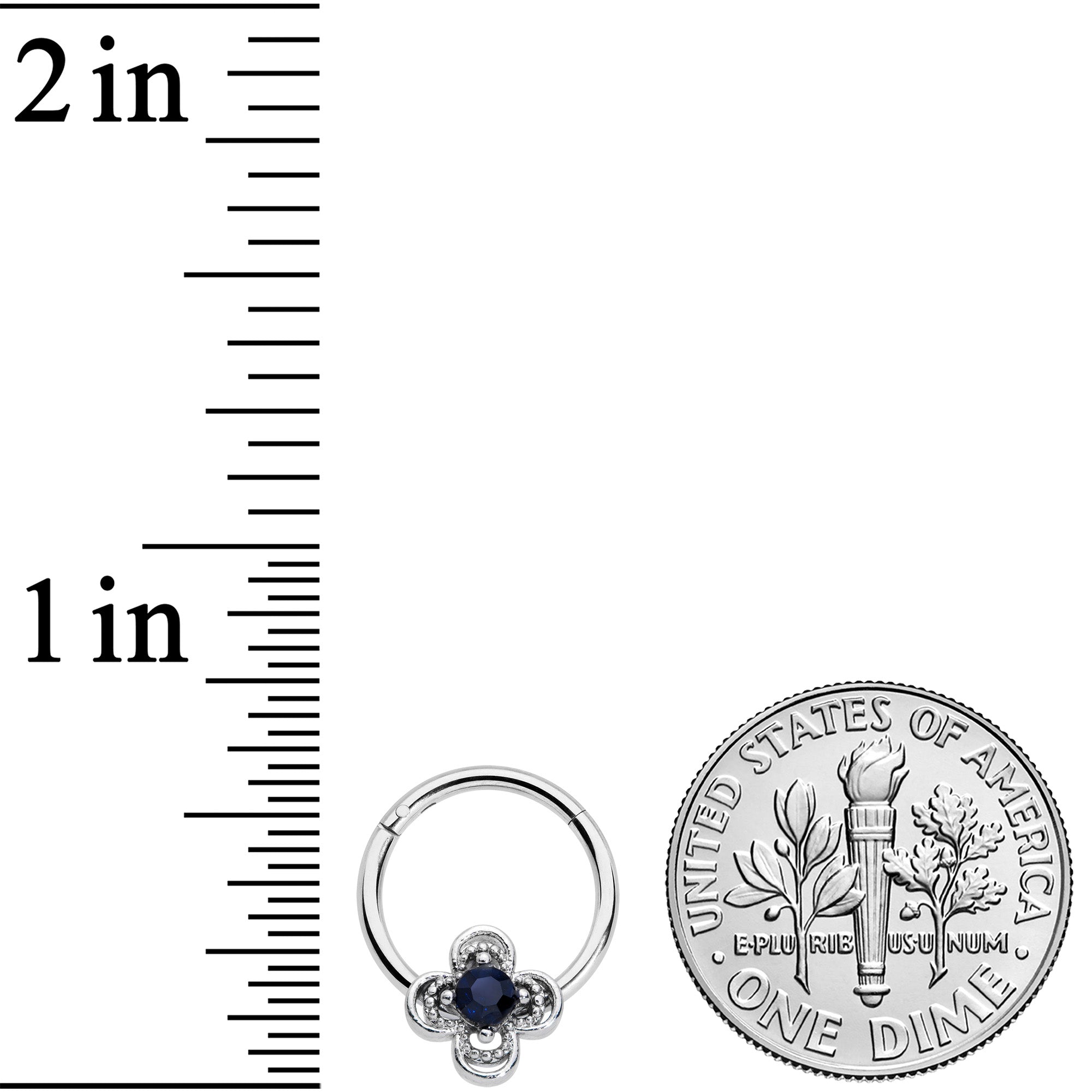 16G 3/8 Blue Gem Stylized Deco Cross Hinged Segment Ring