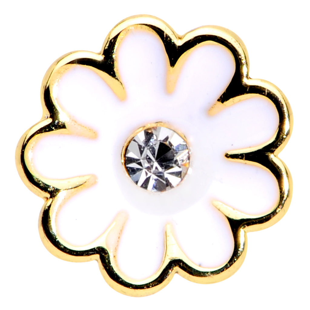 16G 1/4 Clear Gem Gold Tone Daisy Flower Cartilage Tragus Earring