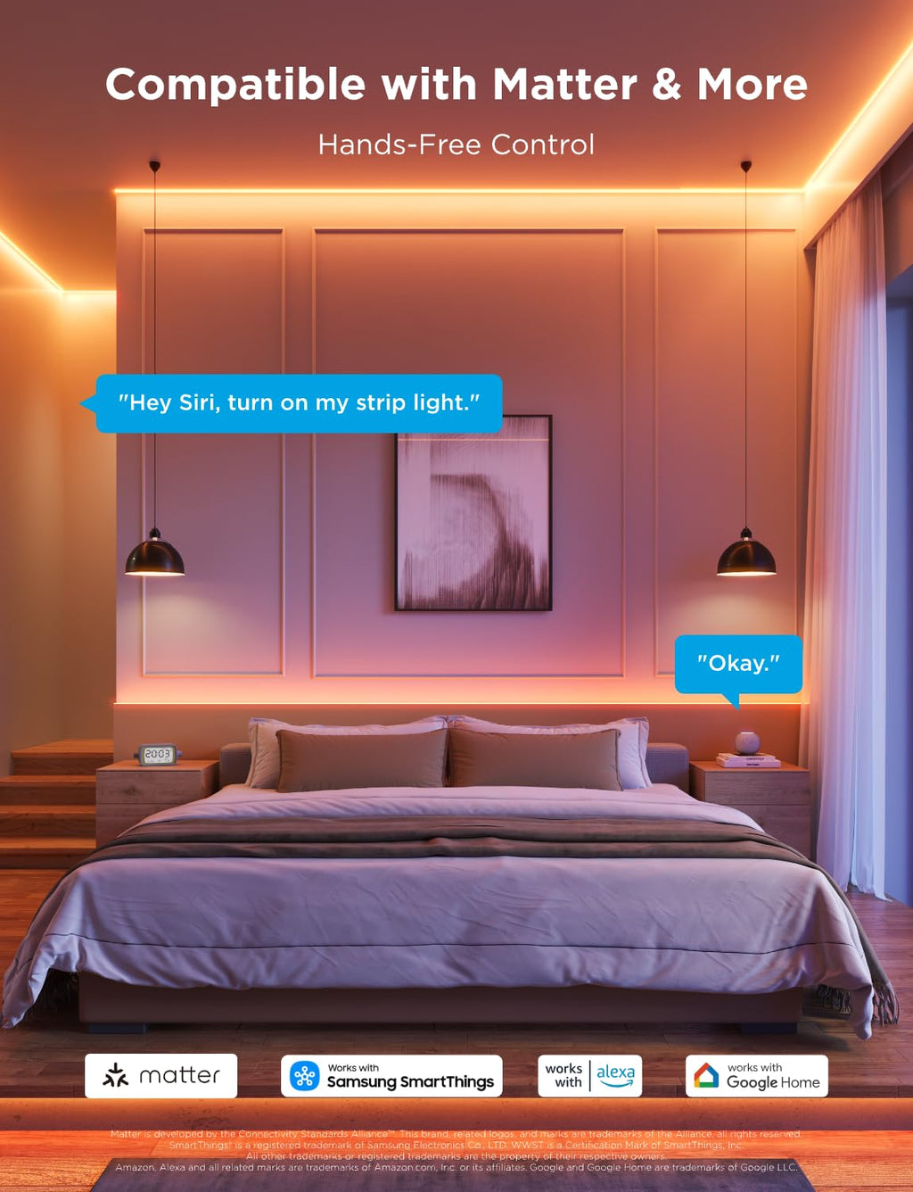 Govee COB LED Strip Light Pro, LED Lights for Bedroom Compatible with Alexa, Google Assistant and Matter, RGBICW Light with Warm White, Smart Strip Light, LED Lights for Bedroom, Color Changing, 9.8ft