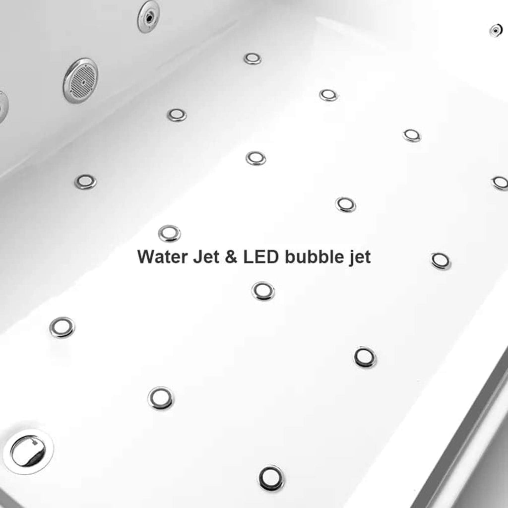 Nuvia Solstice 71-Inch Luxury 2-Person Acrylic Whirlpool Tub With LED Lights Jets And Faucet (SAK69173)