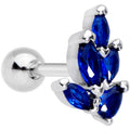 16G 1/4 Blue Gem Raindrop Cartilage Tragus Earring