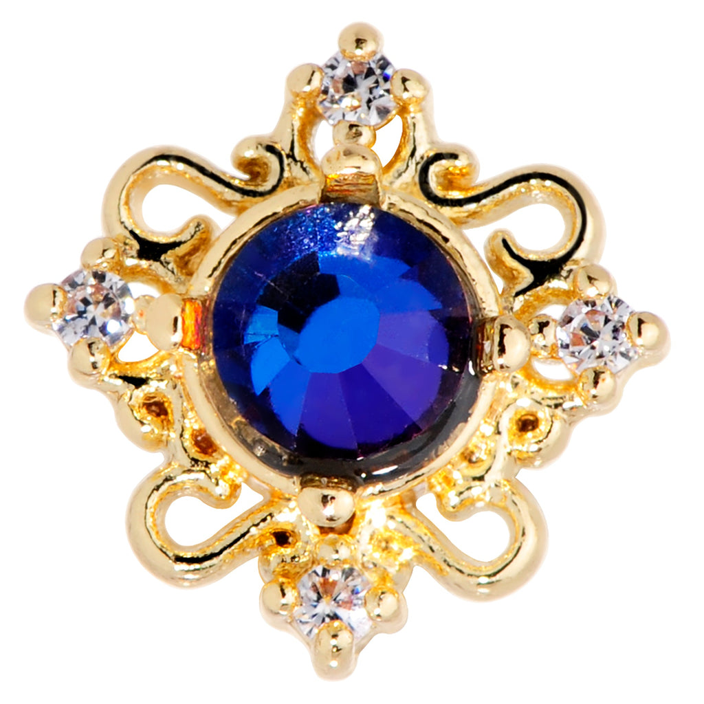 16G 5/16 Purple Tourmaline Gold Tone Filigree Labret Tragus