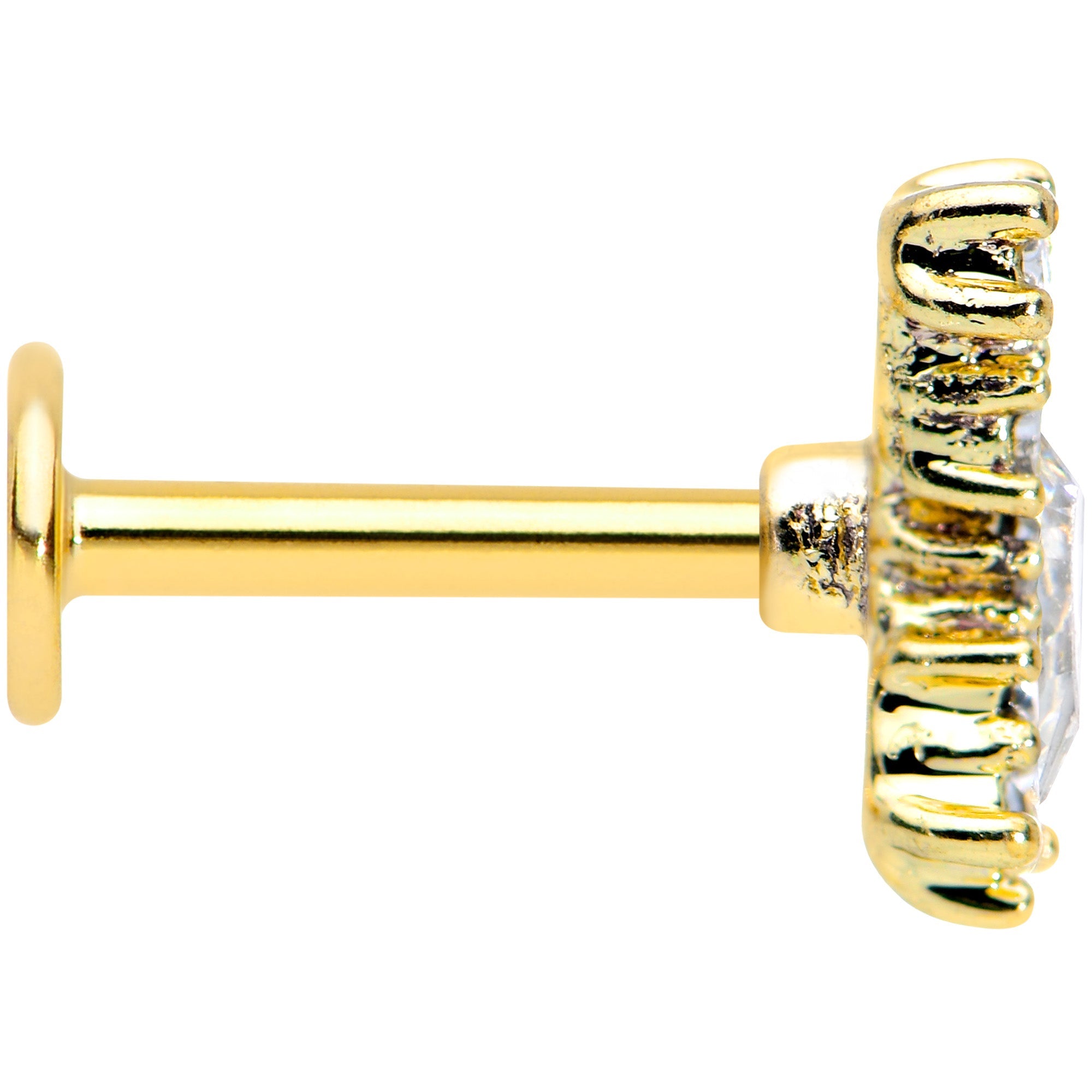 16G 5/16 Clear Gem Gold Tone Drop Labret Monroe Tragus