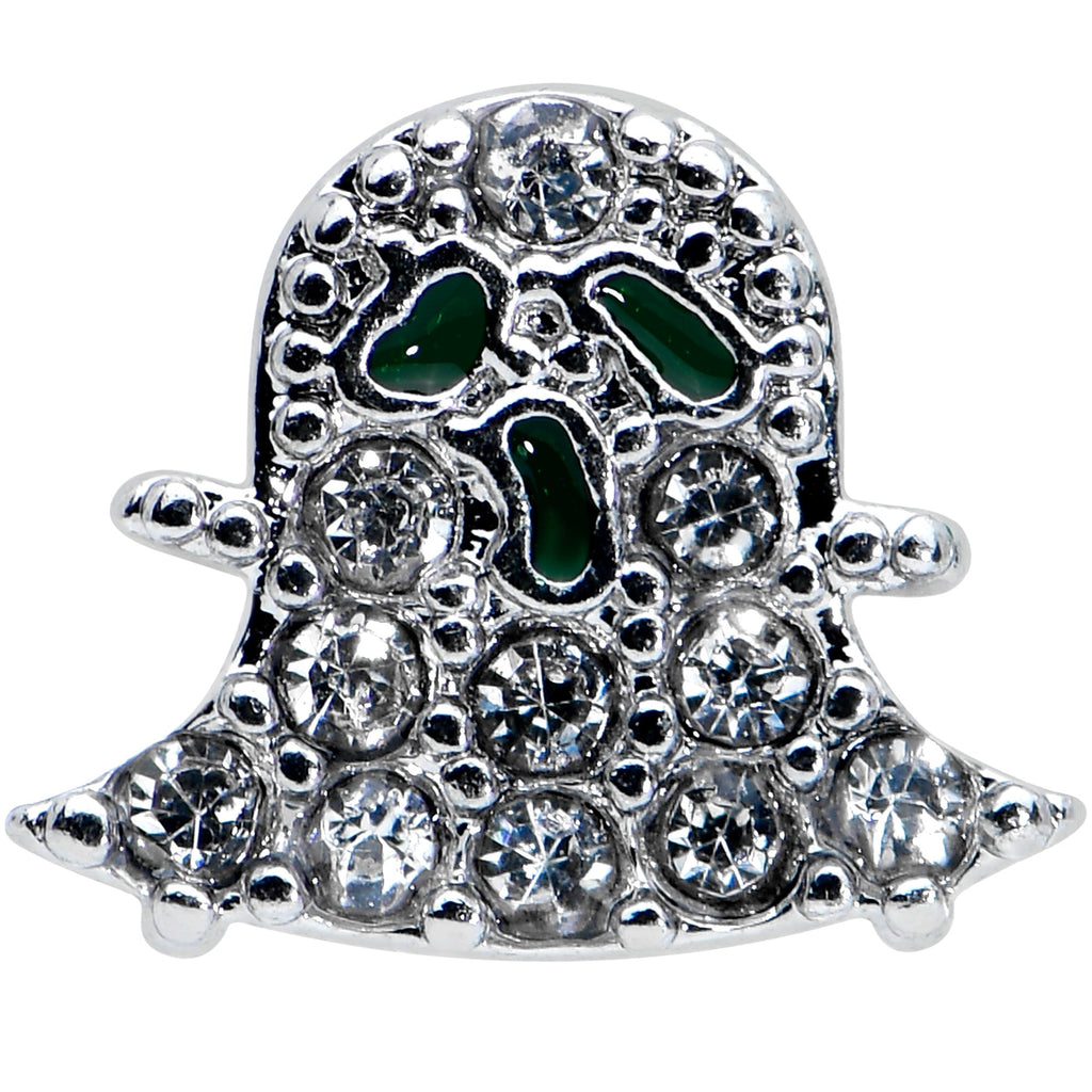 16G 1/4 Clear Gem Scary Ghost Halloween Labret Monroe Tragus
