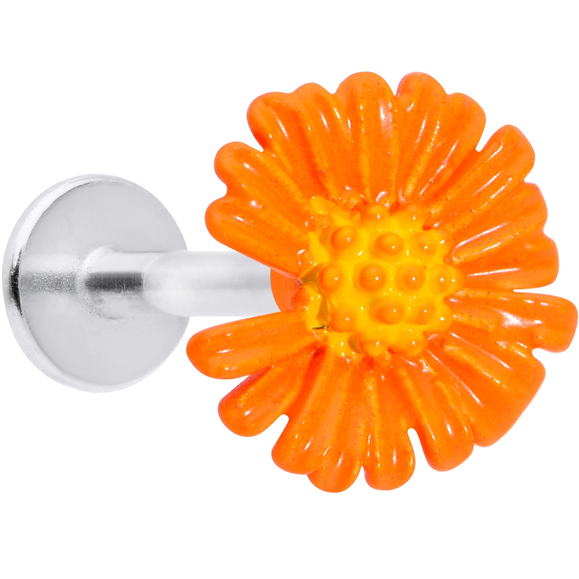 16G 5/16 Orange Daisy Flower Labret Monroe Tragus