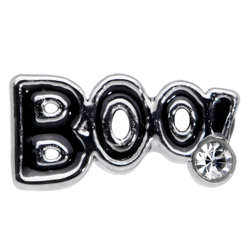 20G 7mm Clear Gem Black Boo Halloween L Shaped Nose Ring