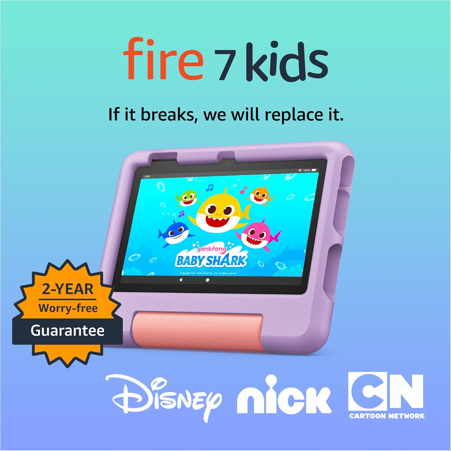 Amazon Fire 7 Kids tablet, ages 3-7. Top-selling 7" kids tablet on Amazon. Includes ad-free and exclusive content, easy parental controls, 10-hr battery, 16 GB, Blue