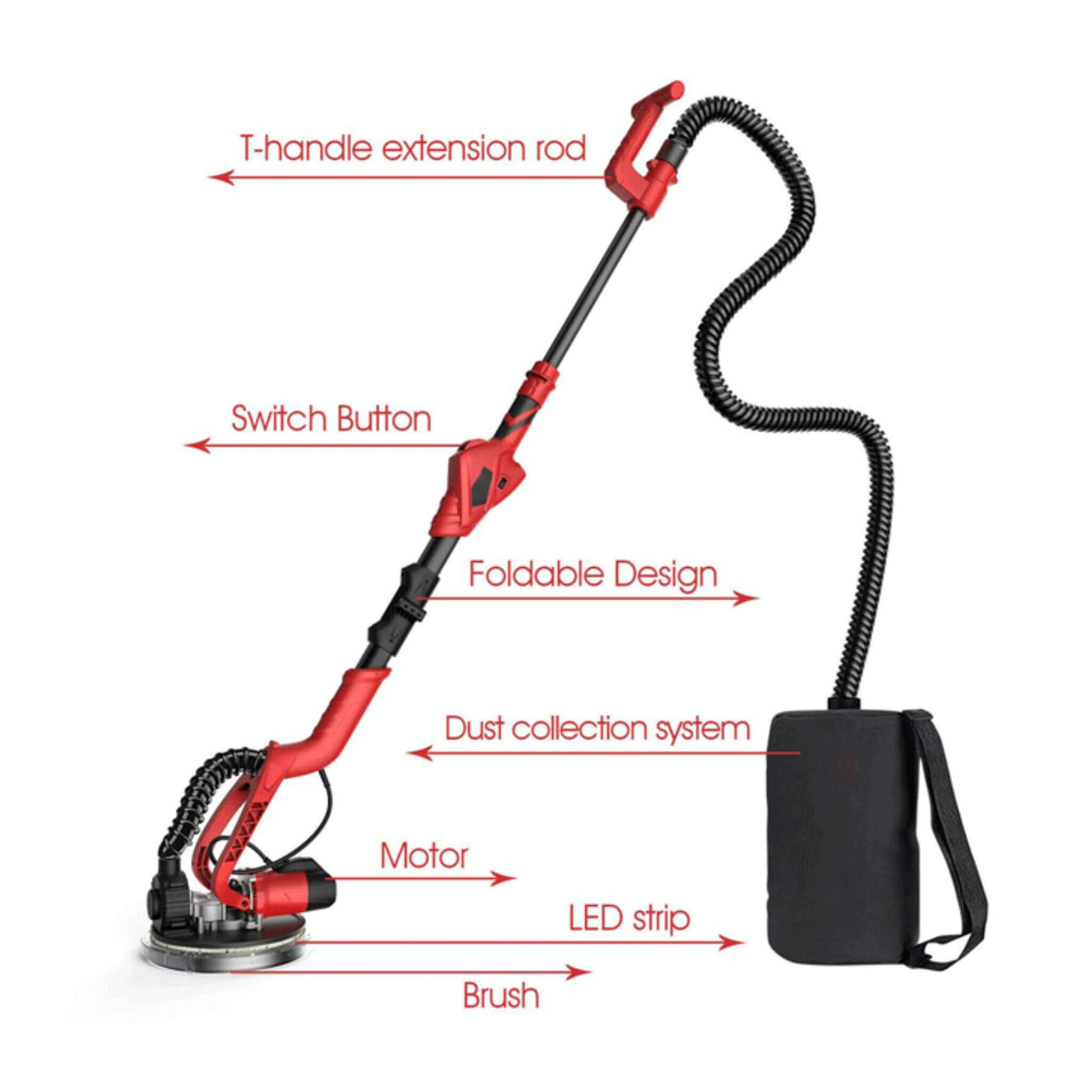 Heavy-Duty 710W Drywall Ceiling Pole Sander Vacuum Tool (SAK93935)