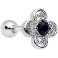 16G 1/4 Blue Gem Stylized Deco Cross Cartilage Tragus Earring