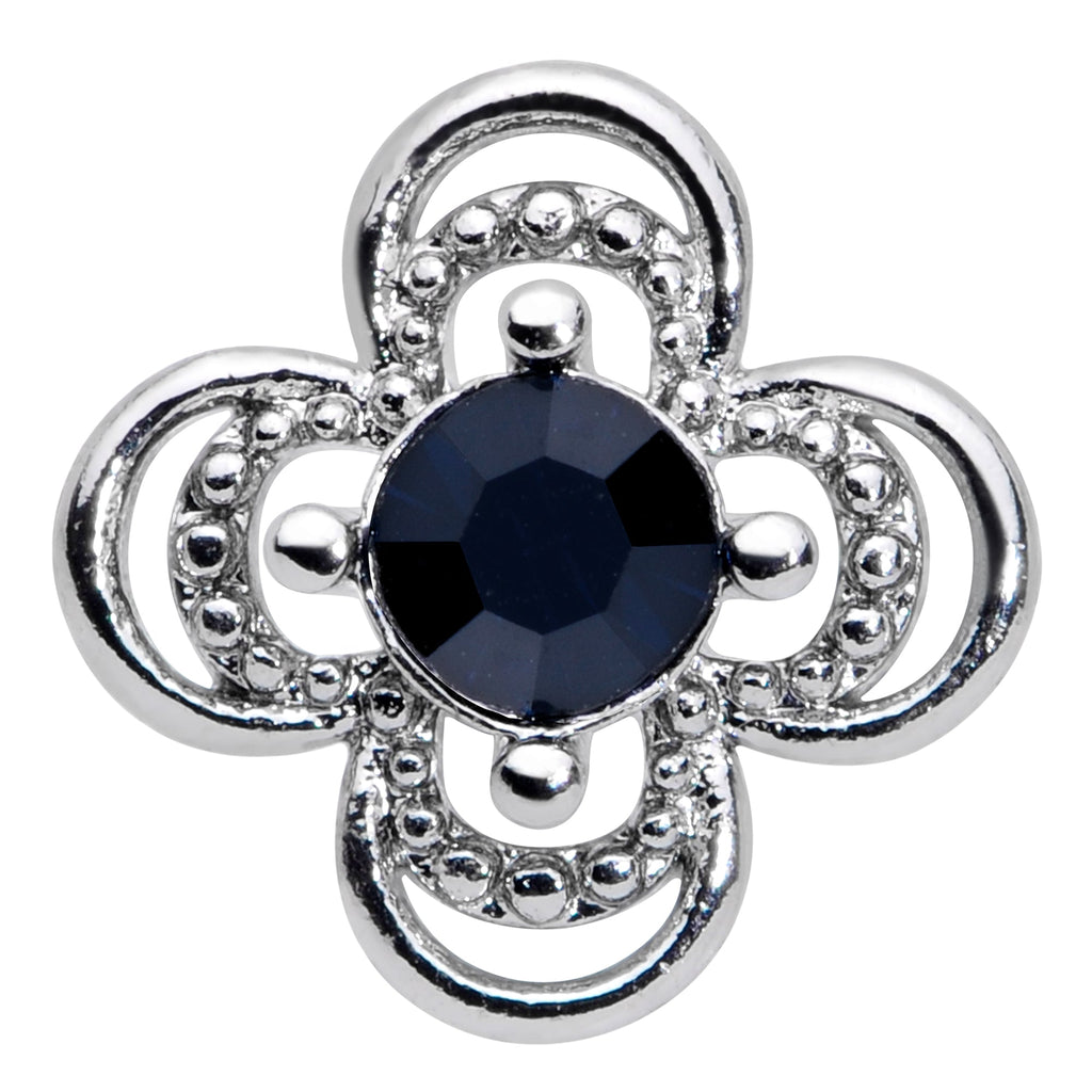 16G 1/4 Blue Gem Stylized Deco Cross Cartilage Tragus Earring