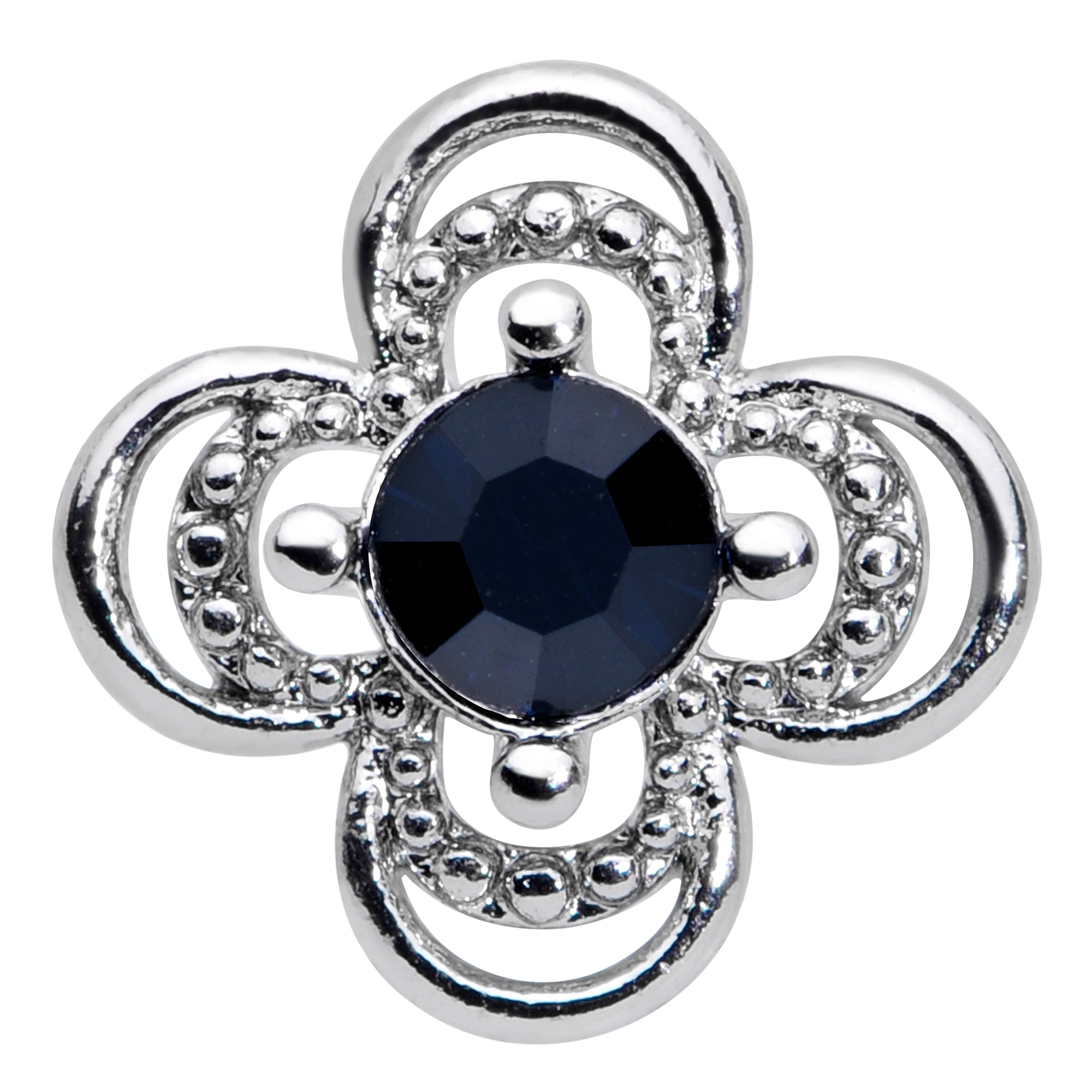 16G 1/4 Blue Gem Stylized Deco Cross Cartilage Tragus Earring