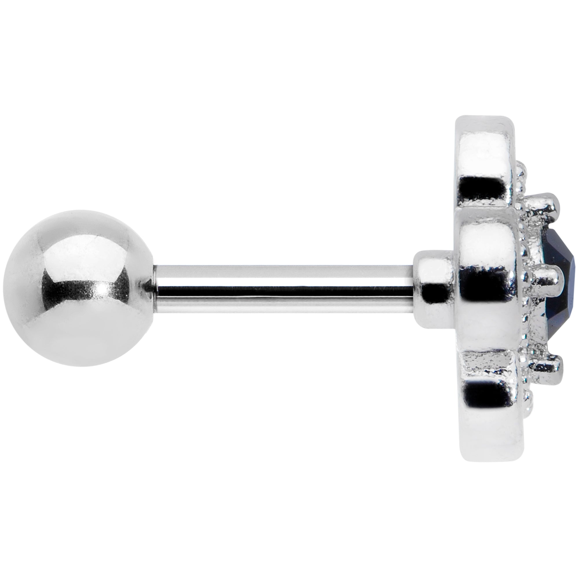 16G 1/4 Blue Gem Stylized Deco Cross Cartilage Tragus Earring