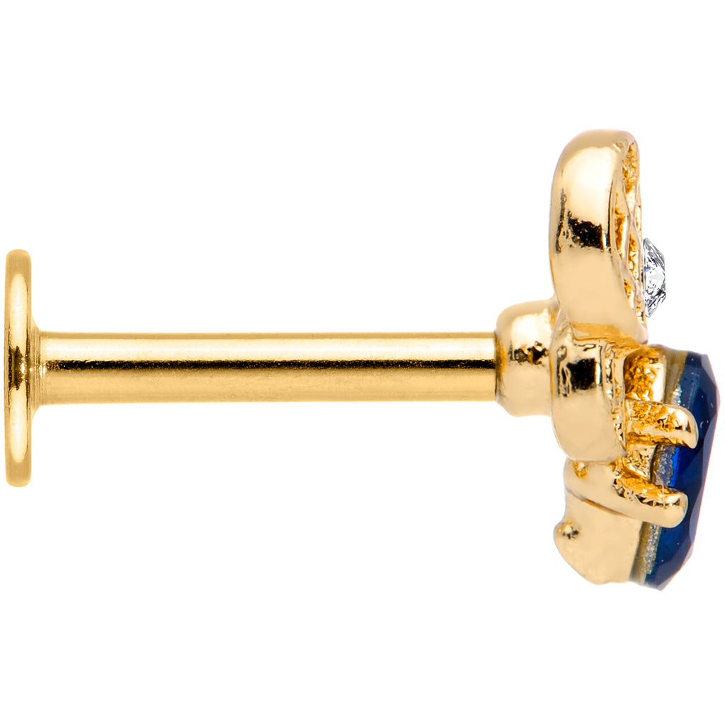 16G 5/16 Blue Gem Gold Tone Beautiful Bee Labret Monroe Tragus