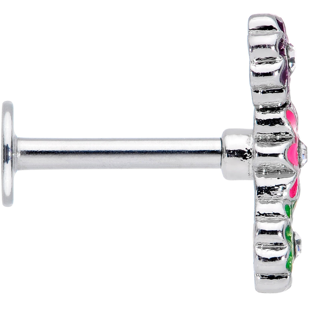 16G 5/16 Clear Gem Triple Flower Garland Labret Monroe Tragus