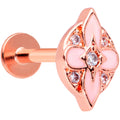 16G 5/16 Clear Gem Rose Gold Tone Pink Cross Labret Monroe Tragus