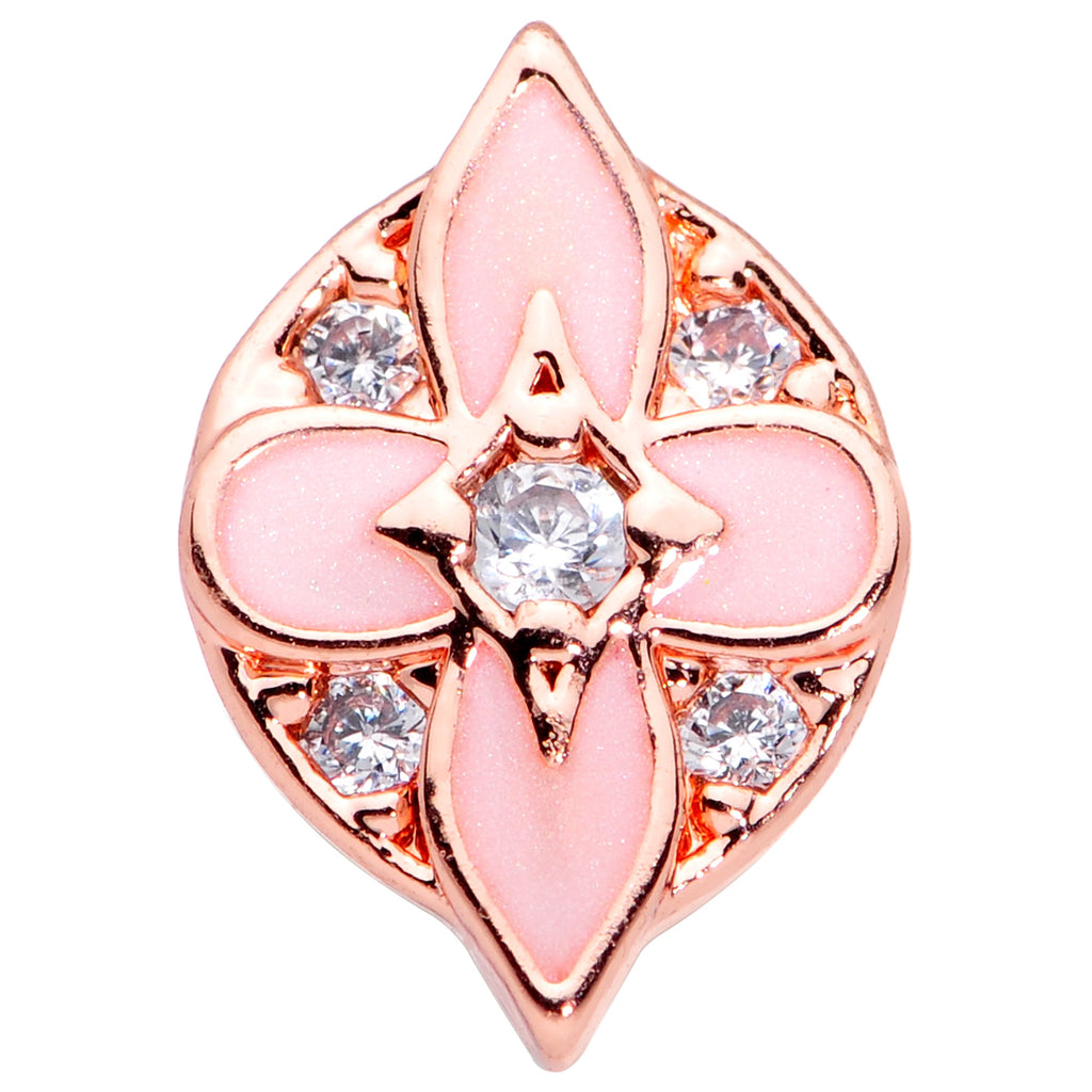 16G 5/16 Clear Gem Rose Gold Tone Pink Cross Labret Monroe Tragus